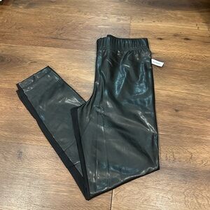 NWT Old Navy Black Faux Leather Blocked Leggings